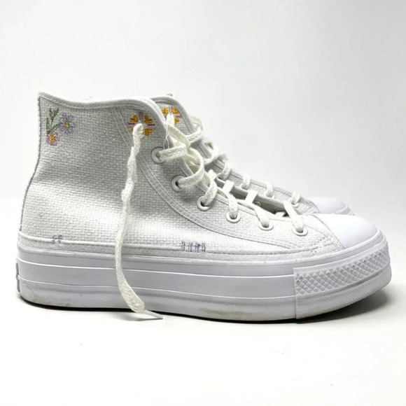 Converse Chuck Taylor All Star Lift Embroidery Hightop Platform Sneakers Sz 10.5 - Picture 9 of 16